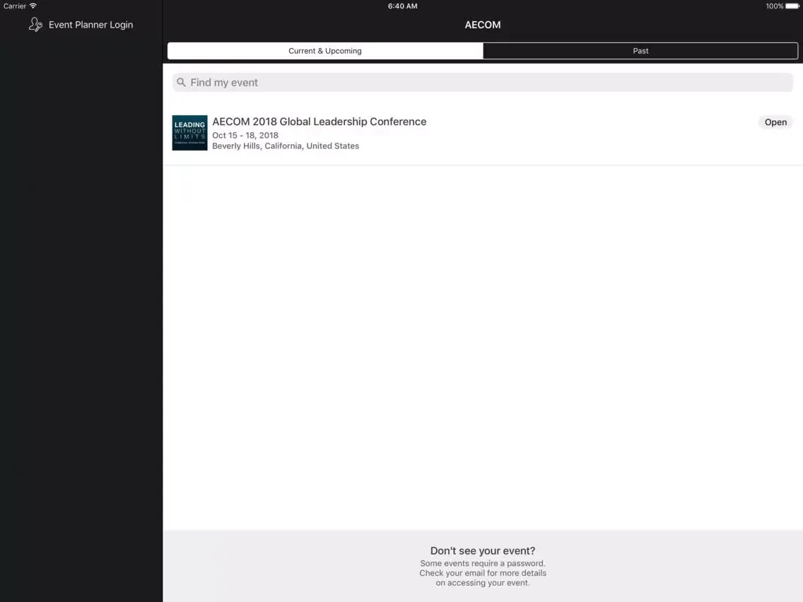 Capturas de pantalla de AECOM Conferences iPad 
