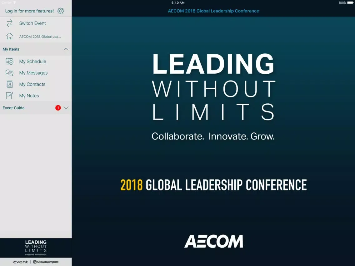 Capturas de pantalla de AECOM Conferences iPad 