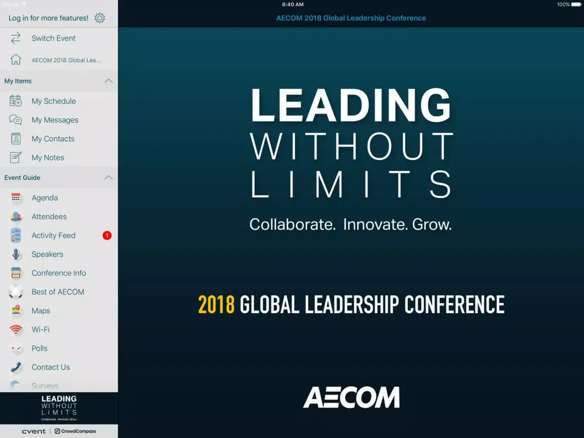 Capturas de pantalla de AECOM Conferences iPad 