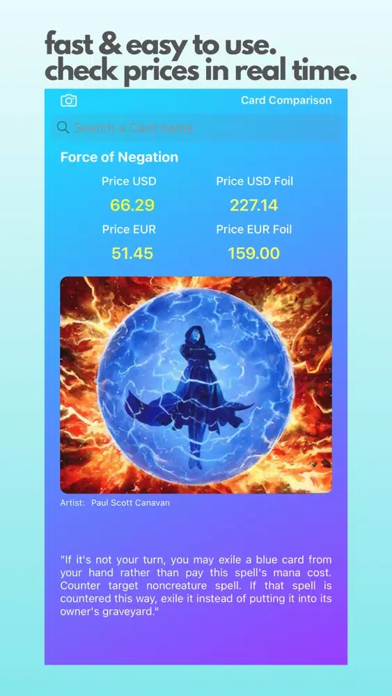 Captures d'écran de MtG Price Guide
