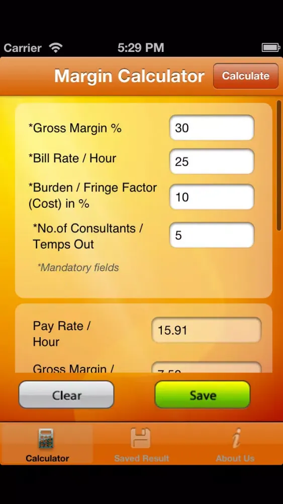 Gross Margin Calculator Screenshots