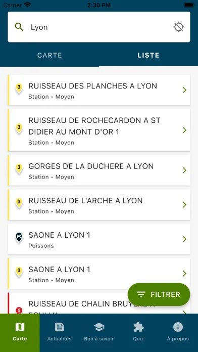 Screenshot di Qualité Rivière