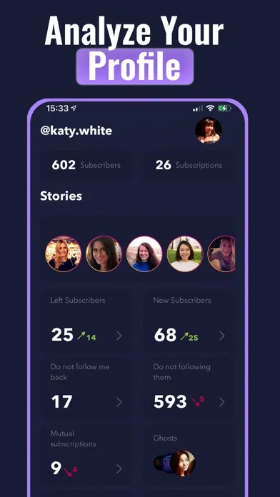 Ảnh chụp màn hình của Followers Reports + I Tracker