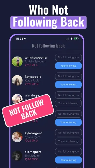 Ảnh chụp màn hình của Followers Reports + I Tracker