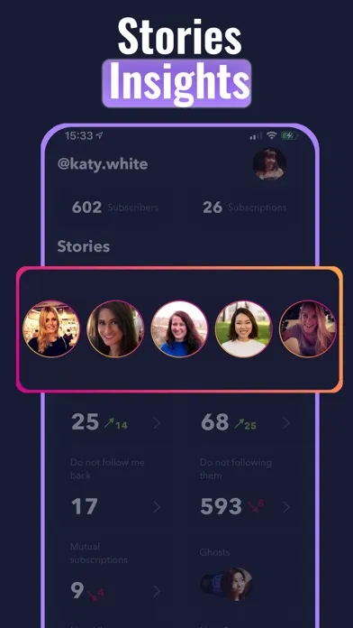 Ảnh chụp màn hình của Followers Reports + I Tracker