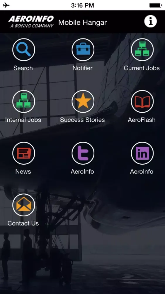 AeroInfo Mobile Hangar سکرین شاٹس