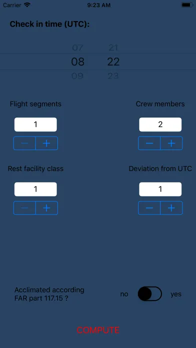 Flight Duty Calculator (FAA) سکرین شاٹس