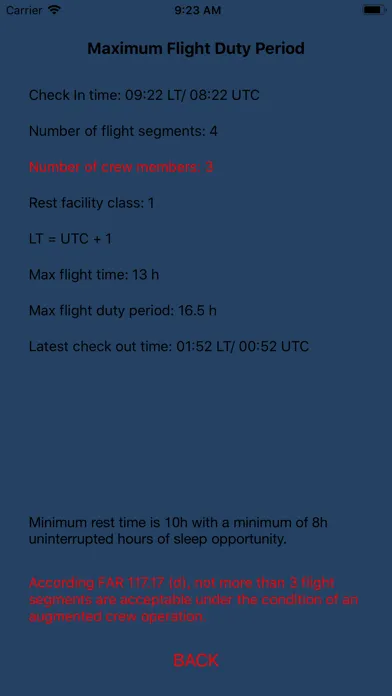 Flight Duty Calculator (FAA) سکرین شاٹس