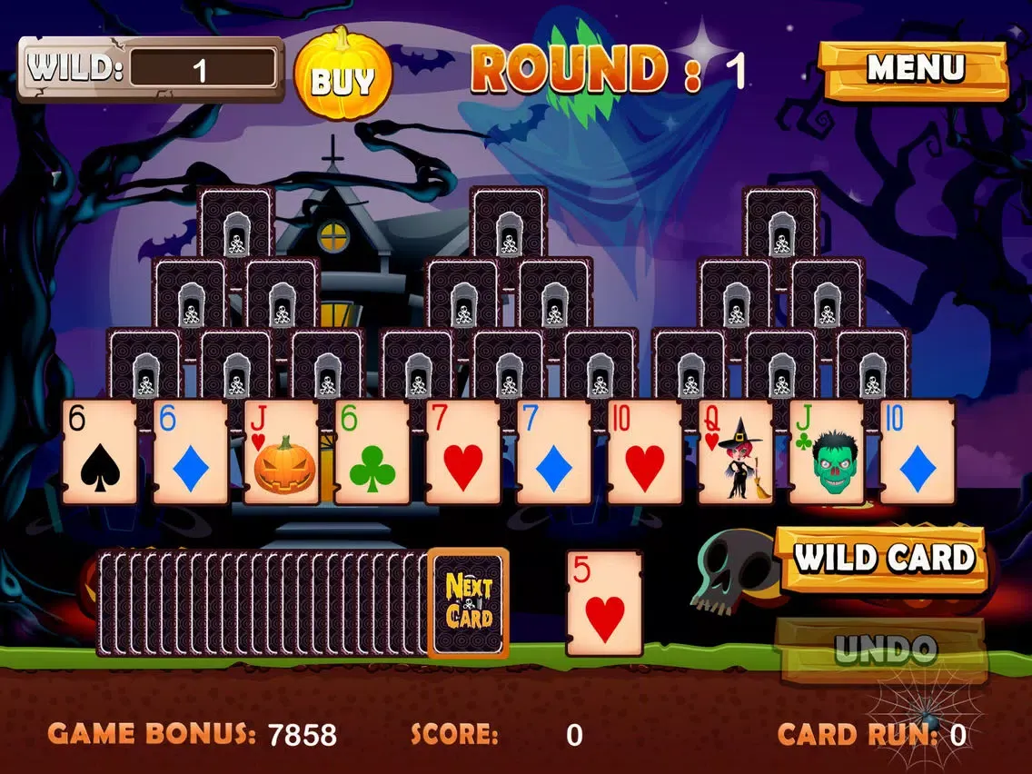 Ảnh chụp màn hình của Chilling Halloween Tri Tower Pyramid Solitaire iPad 