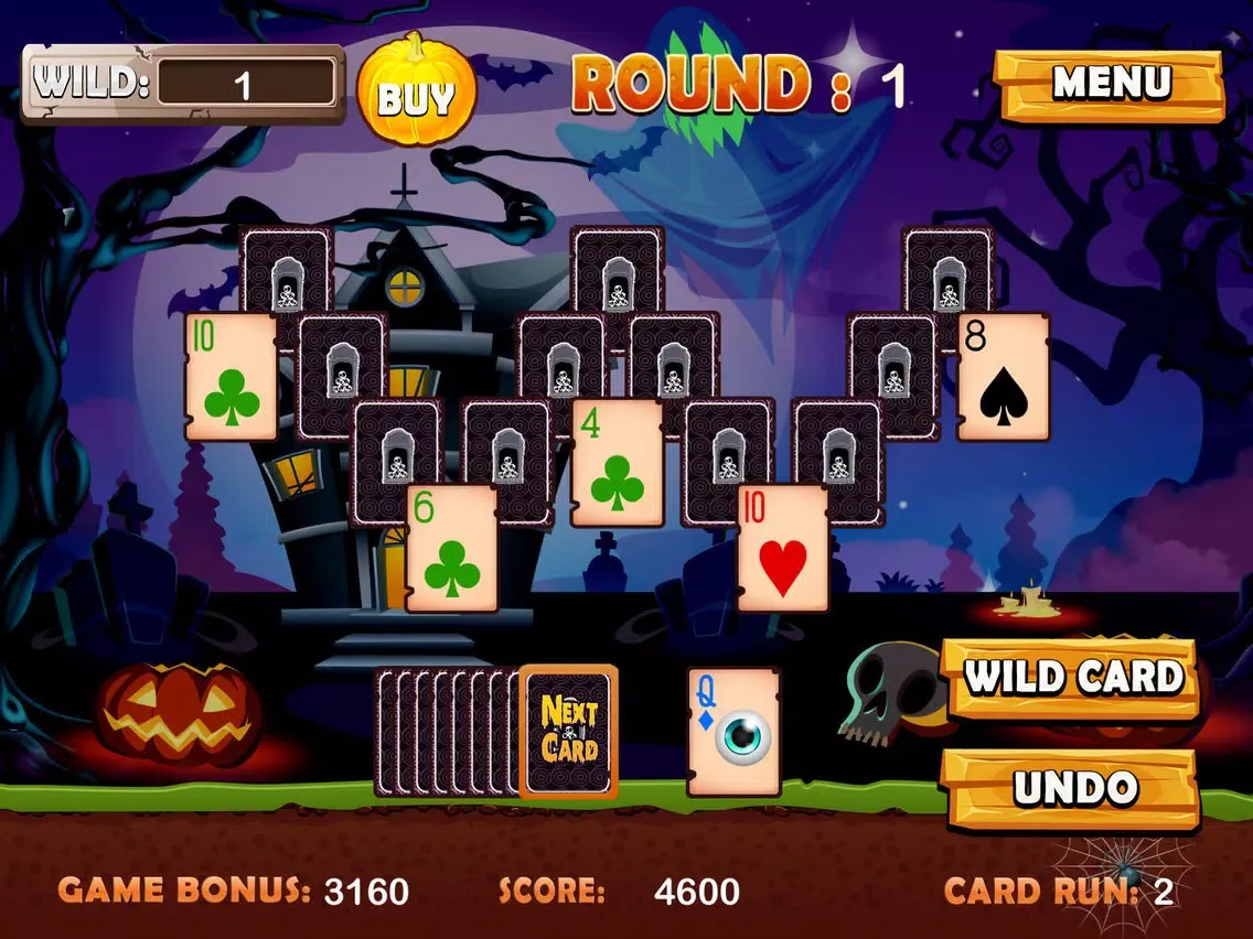 Ảnh chụp màn hình của Chilling Halloween Tri Tower Pyramid Solitaire iPad 