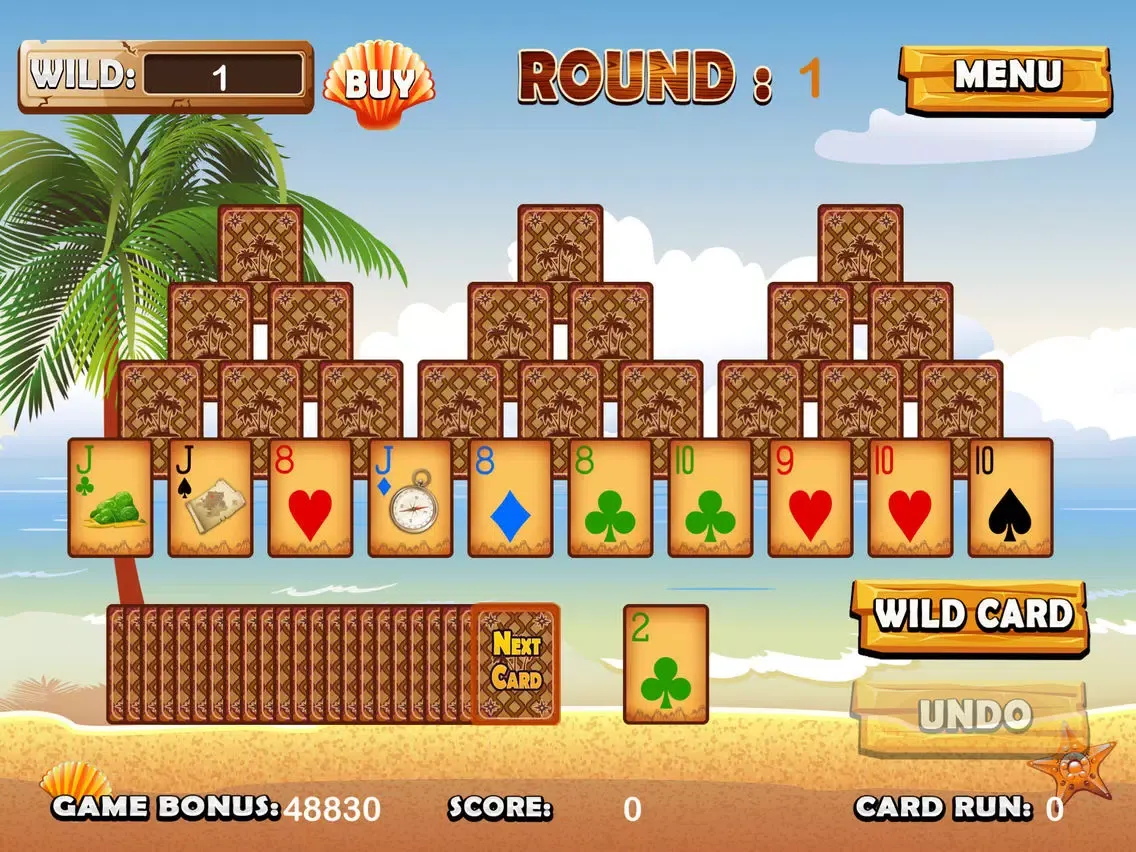Beach Island Tri Tower Pyramid Solitaire iPad  스크린샷