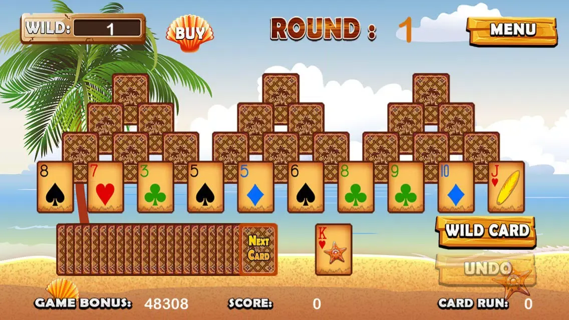 Beach Island Tri Tower Pyramid Solitaire 스크린샷