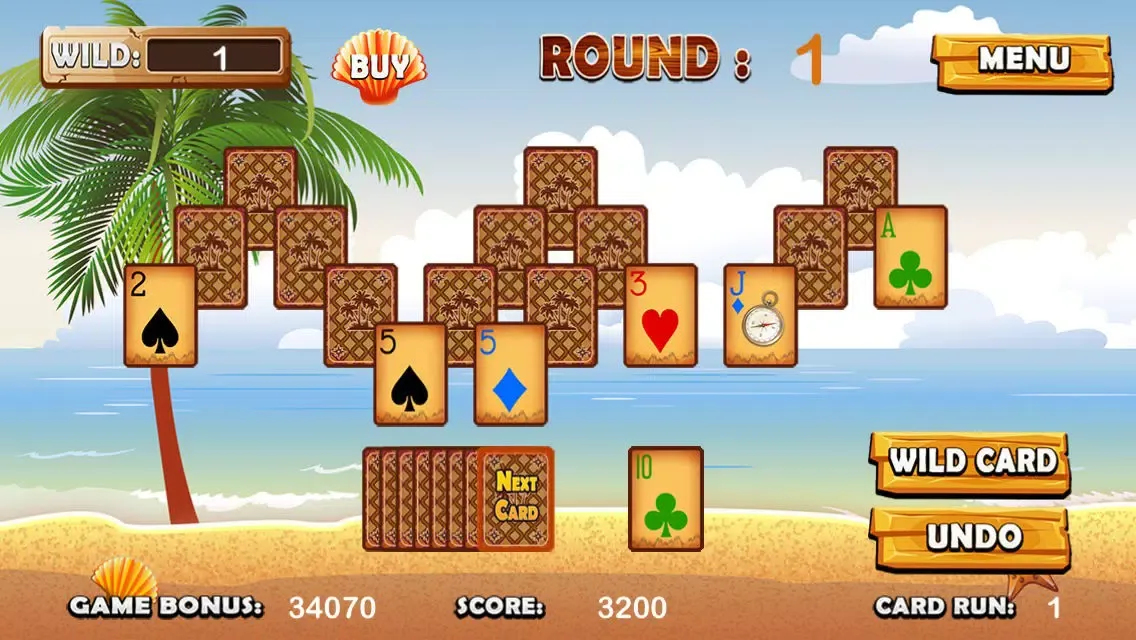 Beach Island Tri Tower Pyramid Solitaire 스크린샷