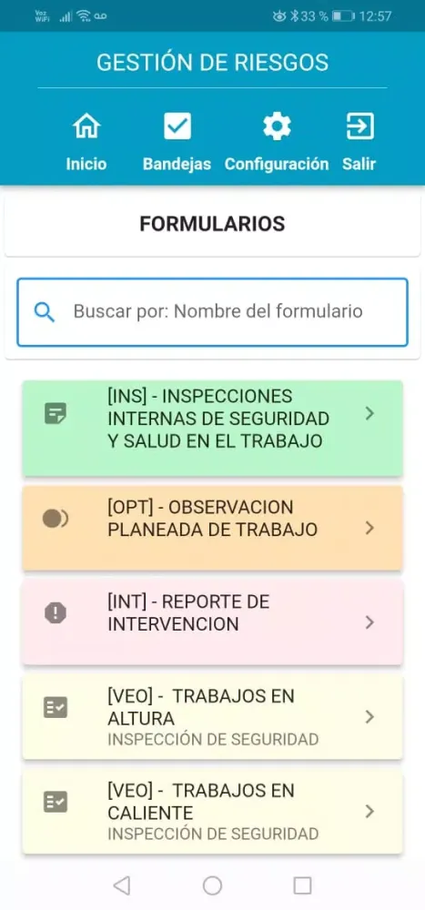 Ảnh chụp màn hình của Gestion de Riesgos
