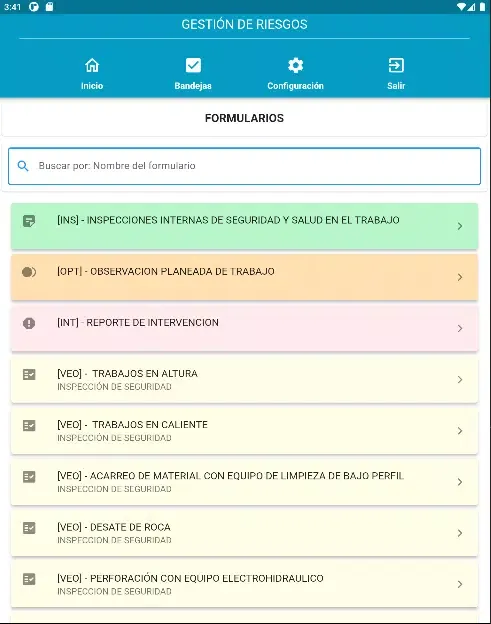 Ảnh chụp màn hình của Gestion de Riesgos