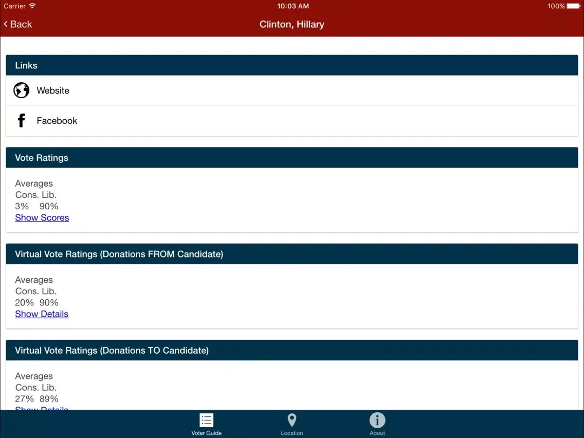 ภาพหน้าจอของ AFA Action Voter Guide iPad 