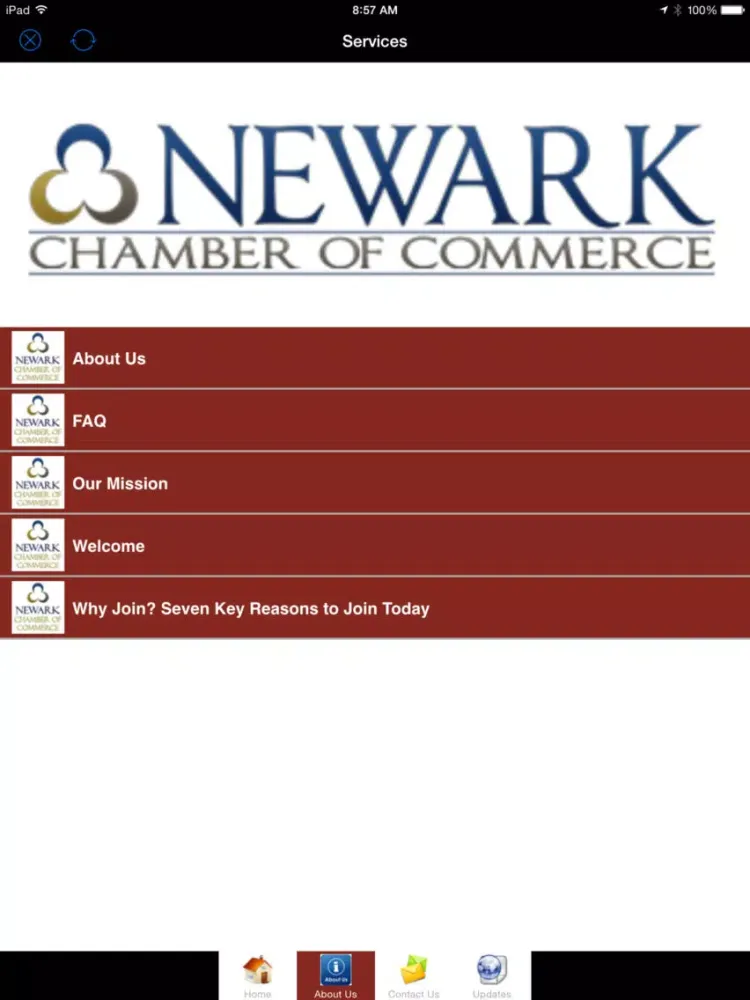 Capturas de tela do Newark Chamber of Commerce iPad 