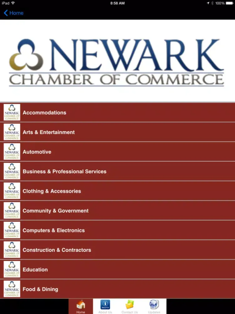 Capturas de tela do Newark Chamber of Commerce iPad 