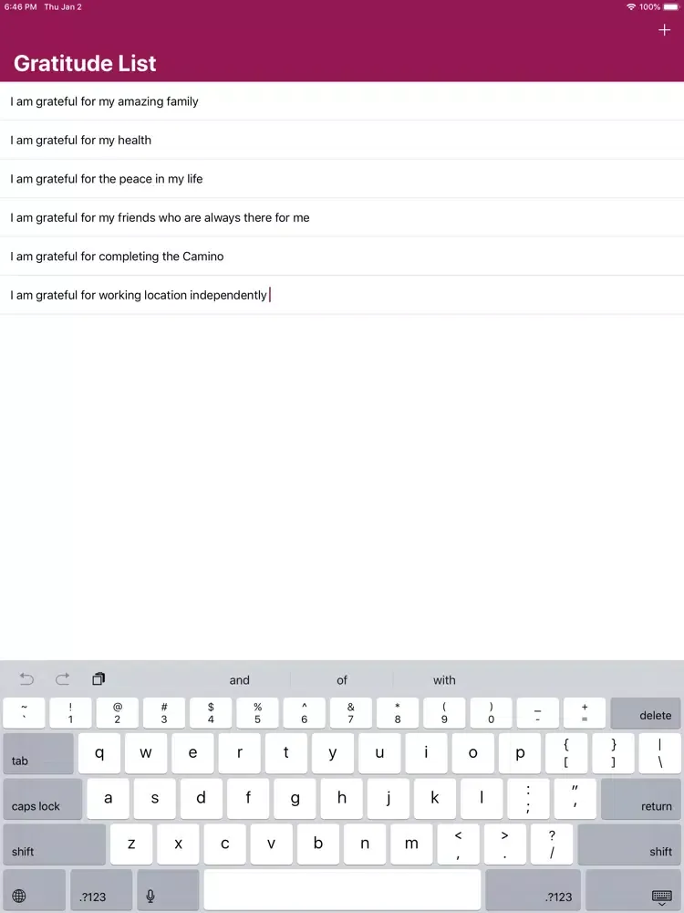 Weekly Gratitude iPad 应用截图