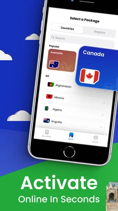 Tangkapan skrin aloSIM: 5G Prepaid Travel eSIM