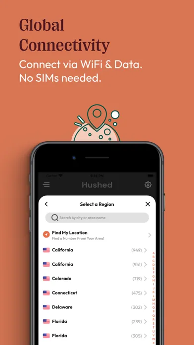 Tangkapan skrin Hushed: US Second Phone Number