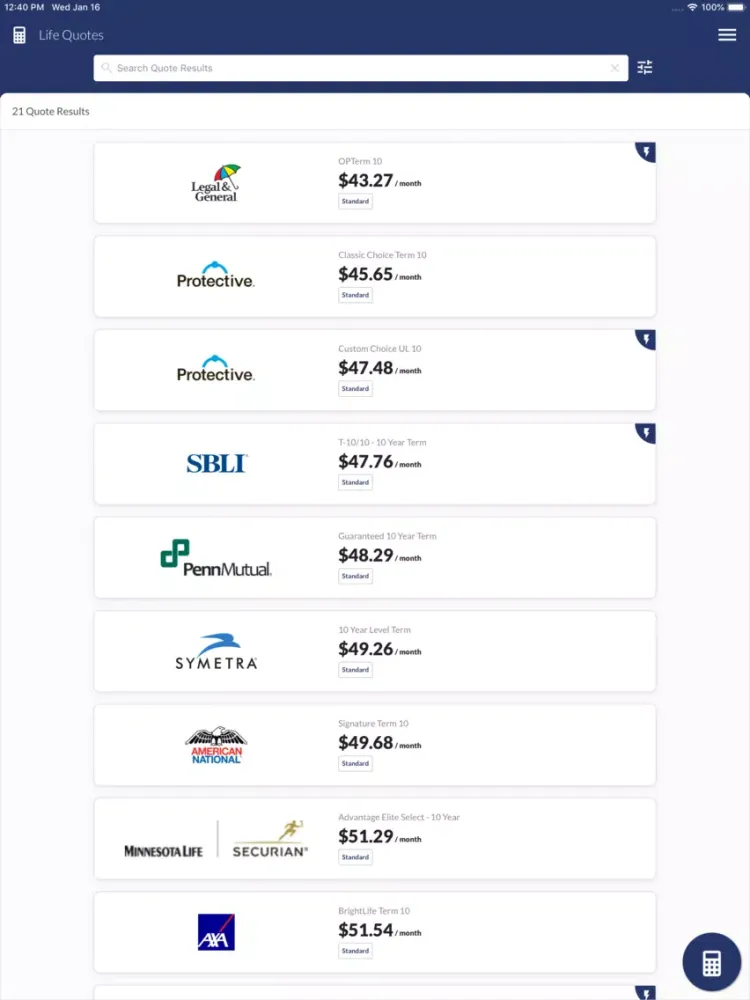Скриншоты AFG Life Insurance Quotes iPad 
