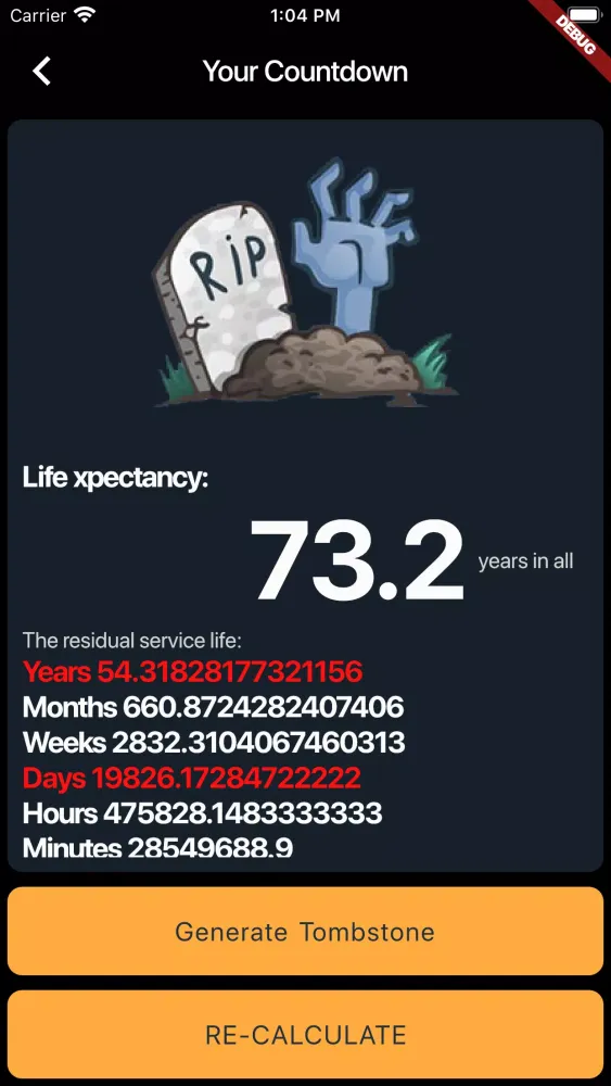 Lifespan Prediction Screenshots