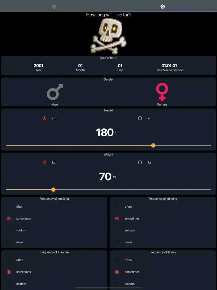 Lifespan Prediction Screenshots