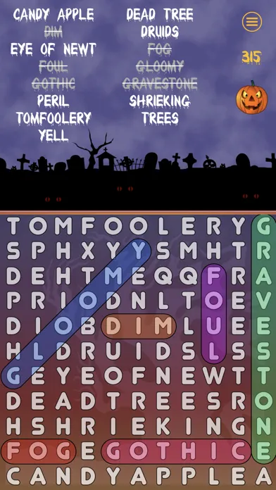 Capturas de tela do WordSearch Halloween