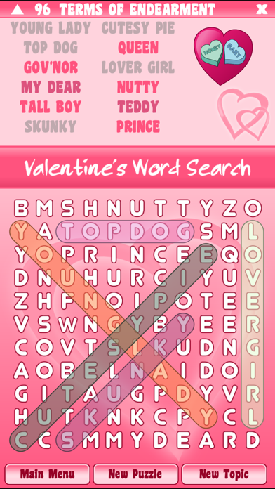 Valentine's Day Word Search سکرین شاٹس
