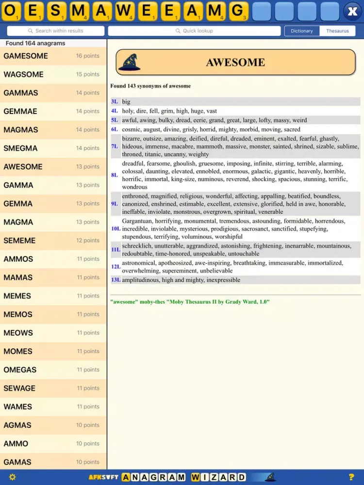 Anagram Wizard iPad  স্ক্রিনশট