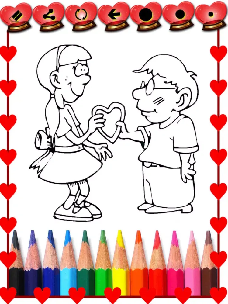 Capturas de pantalla de Valentine Coloring Book - Kids Love Coloring Book iPad 