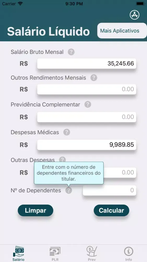 Capturas de pantalla de Salário Líquido BR