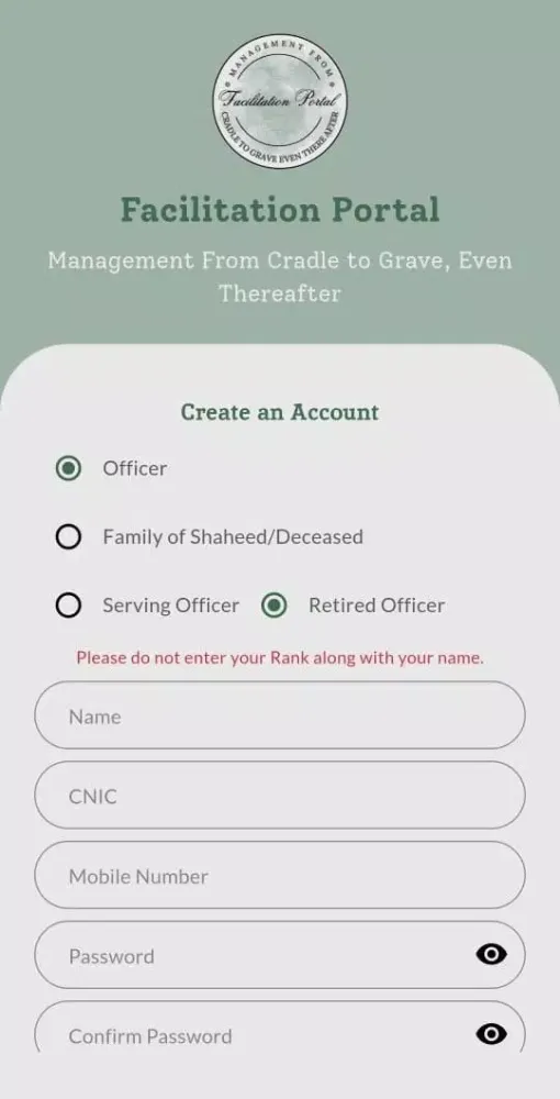 Facilitation Portal Screenshots