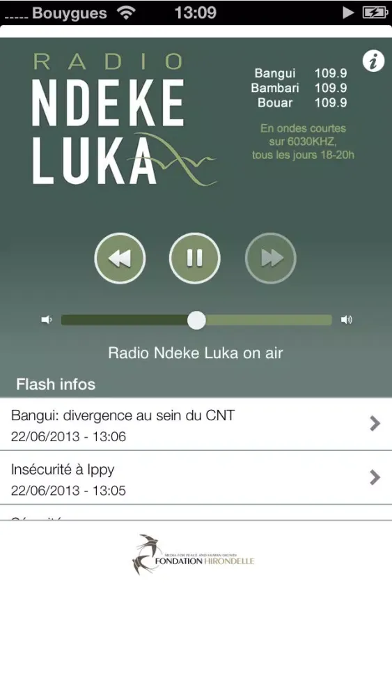 Capturas de tela do Radio Ndeke Luka