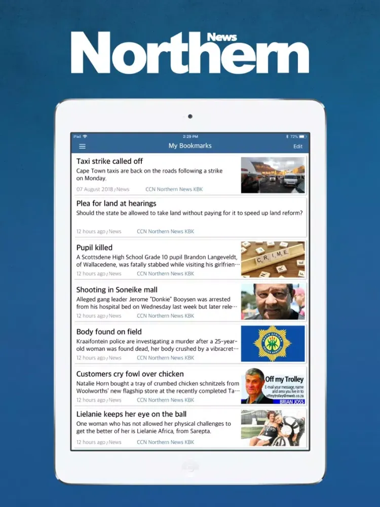 Capturas de tela do Northern News iPad 