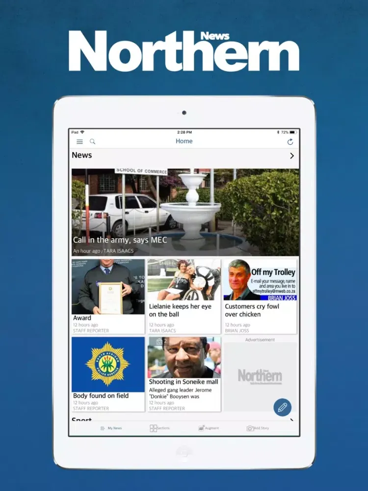Capturas de tela do Northern News iPad 