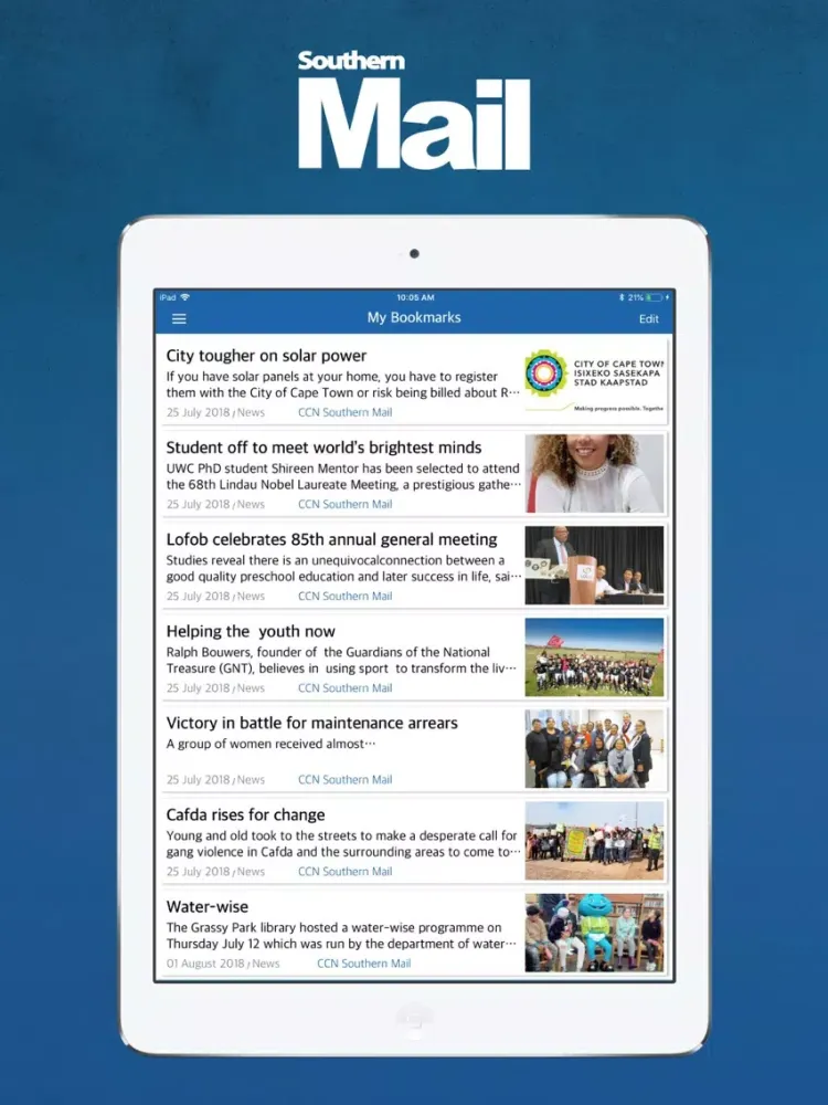 Capturas de tela do Southern Mail iPad 