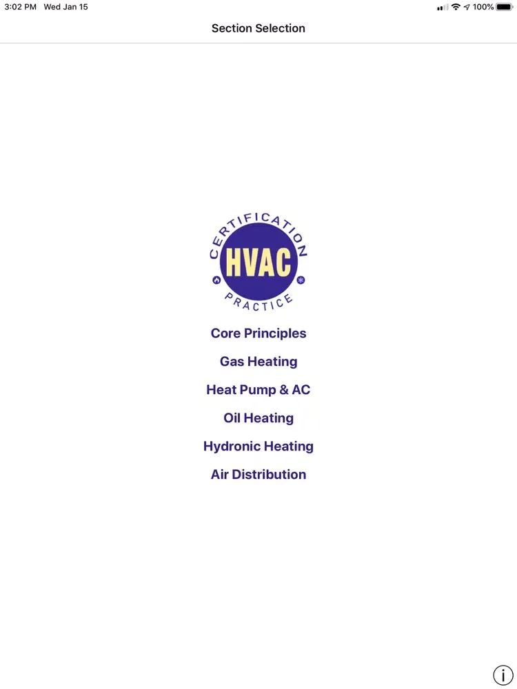 Tangkapan skrin HVAC Certification Practice iPad 