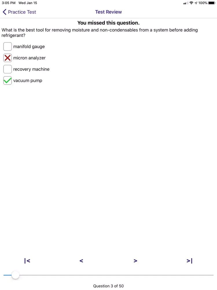 Tangkapan skrin HVAC Certification Practice iPad 