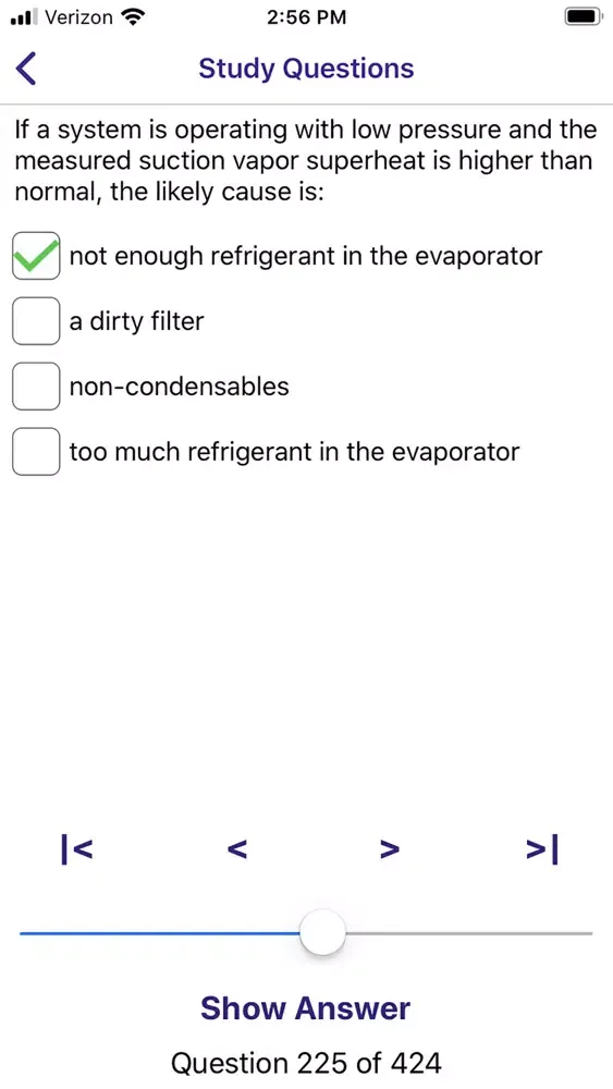 Tangkapan skrin HVAC Certification Practice