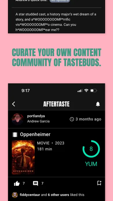 Capturas de tela do Aftertaste - Movies & TV