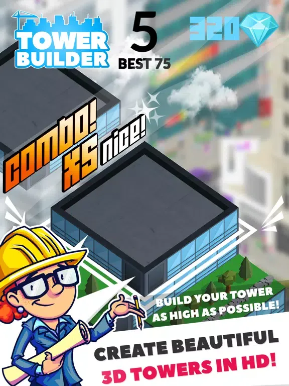Ảnh chụp màn hình của Tower Builder! 3D Blocks Stack Arcade Game iPad 