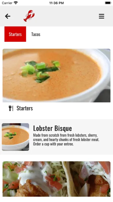 Johnny's Clam Shack App Screenshots