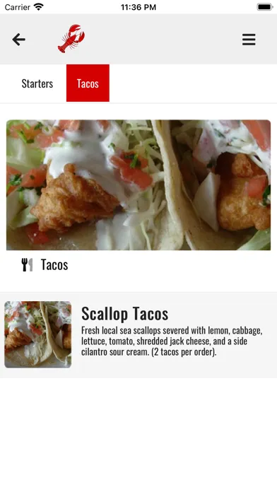 Johnny's Clam Shack App Screenshots