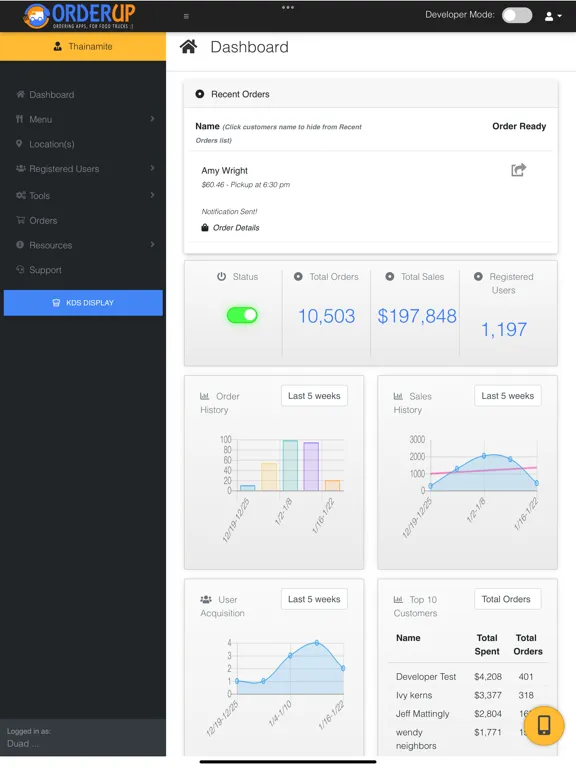 Orderup Managing App iPad 应用截图