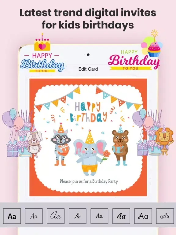 Birthday Invitations Creator iPad  スクリーンショット
