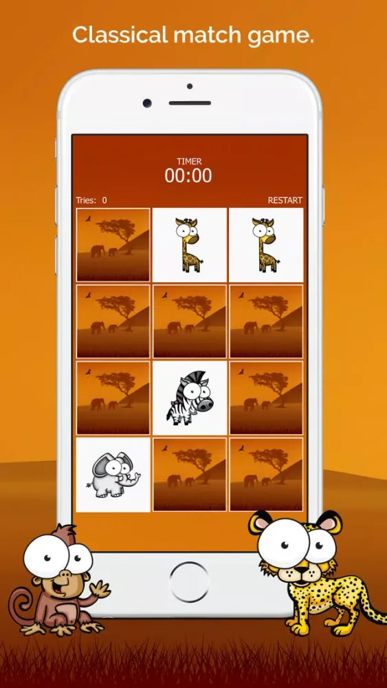 Capturas de tela do Safari . The Match Game