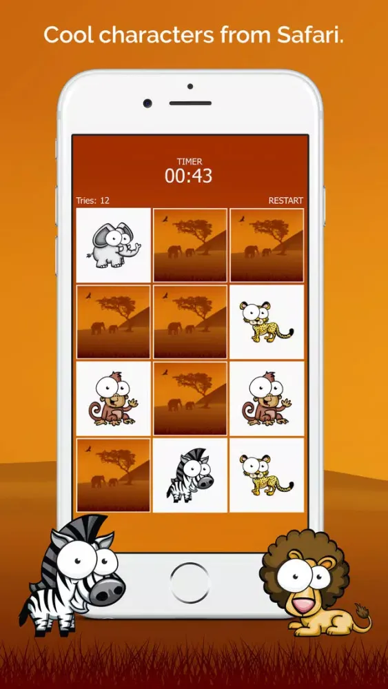 Capturas de tela do Safari . The Match Game
