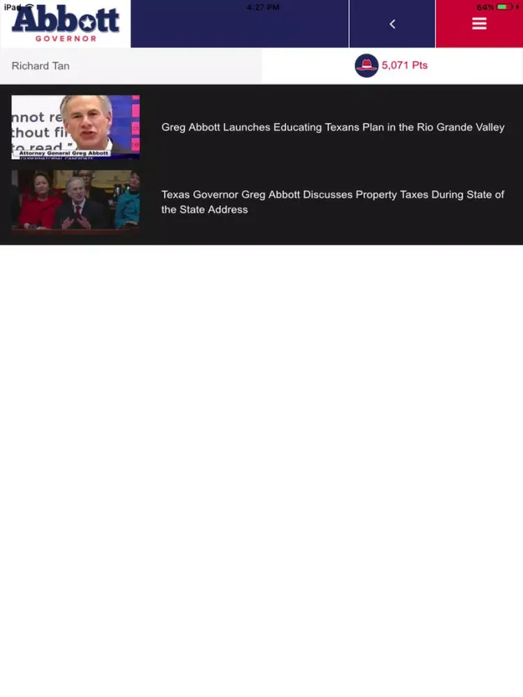 Texans for Greg Abbott iPad  Screenshots